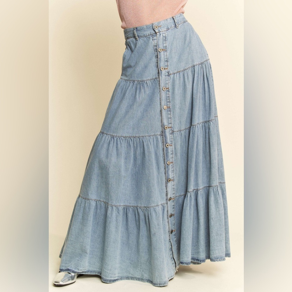 DAVI & DANI Light Blue Maxi Skirt